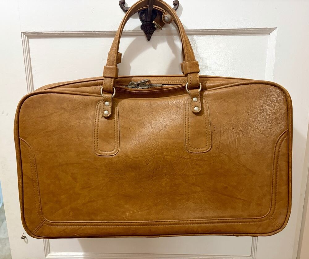 Vintage Samsonite Brown Carry On Luggage Soft Leather Suitcase Travel Bag